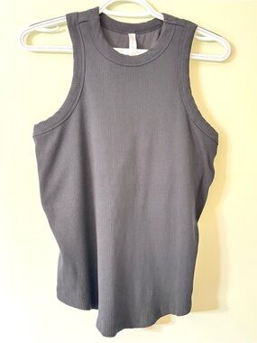 Fabletics Ribbed Tank XXL 1X Black Built In Bra Racerback Athleisure
